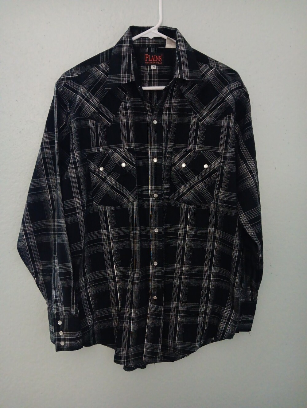 Plains Men's Black Plaid Button-Down Western Shirt